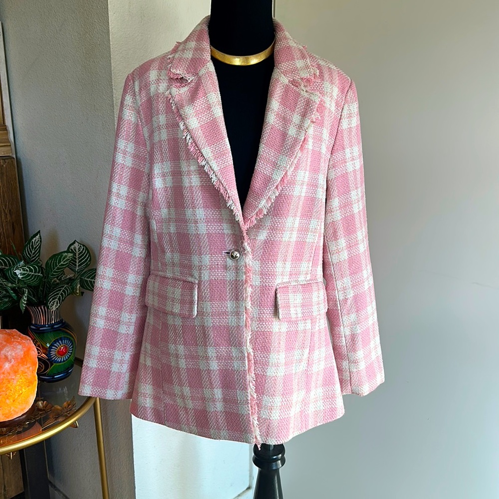 Tweed Blazer light pink and white size medium